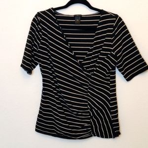 Black and White Striped Women's Top